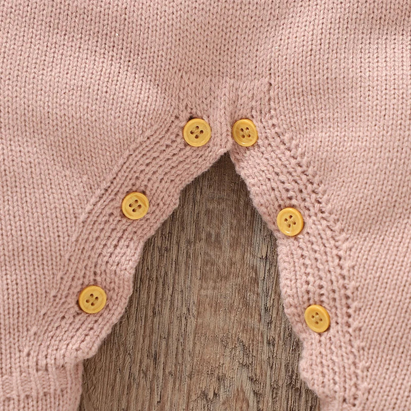 Girls Romper And Hat - Long Sleeves Knit Jumpsuit