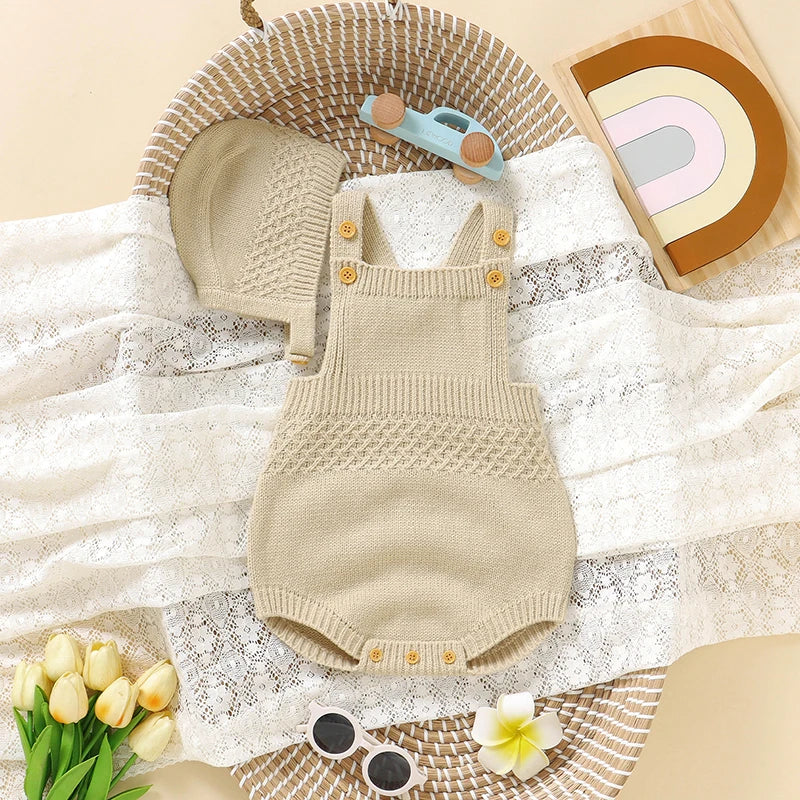 Sleeveless Newborn Onesie Plus Hat Sets 2pcs