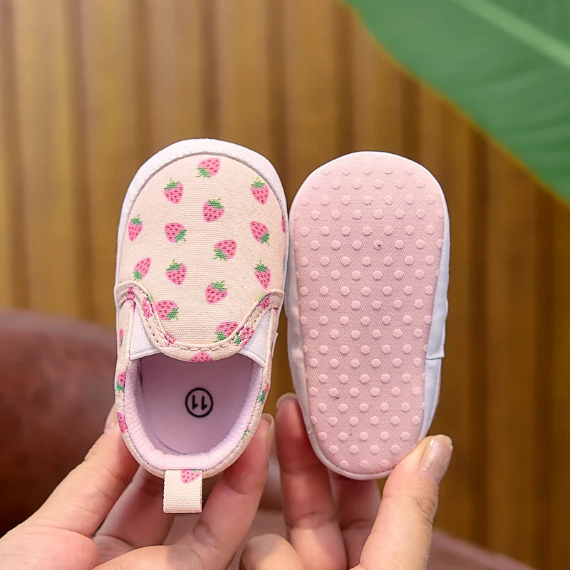 Soft-Soled Slip-Ons with Cute Fruit Patterns