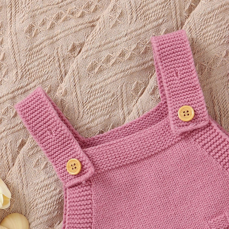 Girls 2 Piece Romper And Hat - Long Sleeves Knit Jumpsuit