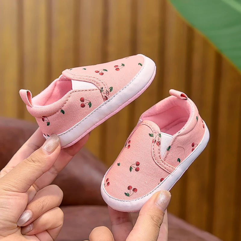 Soft-Soled Slip-Ons with Cute Fruit Patterns