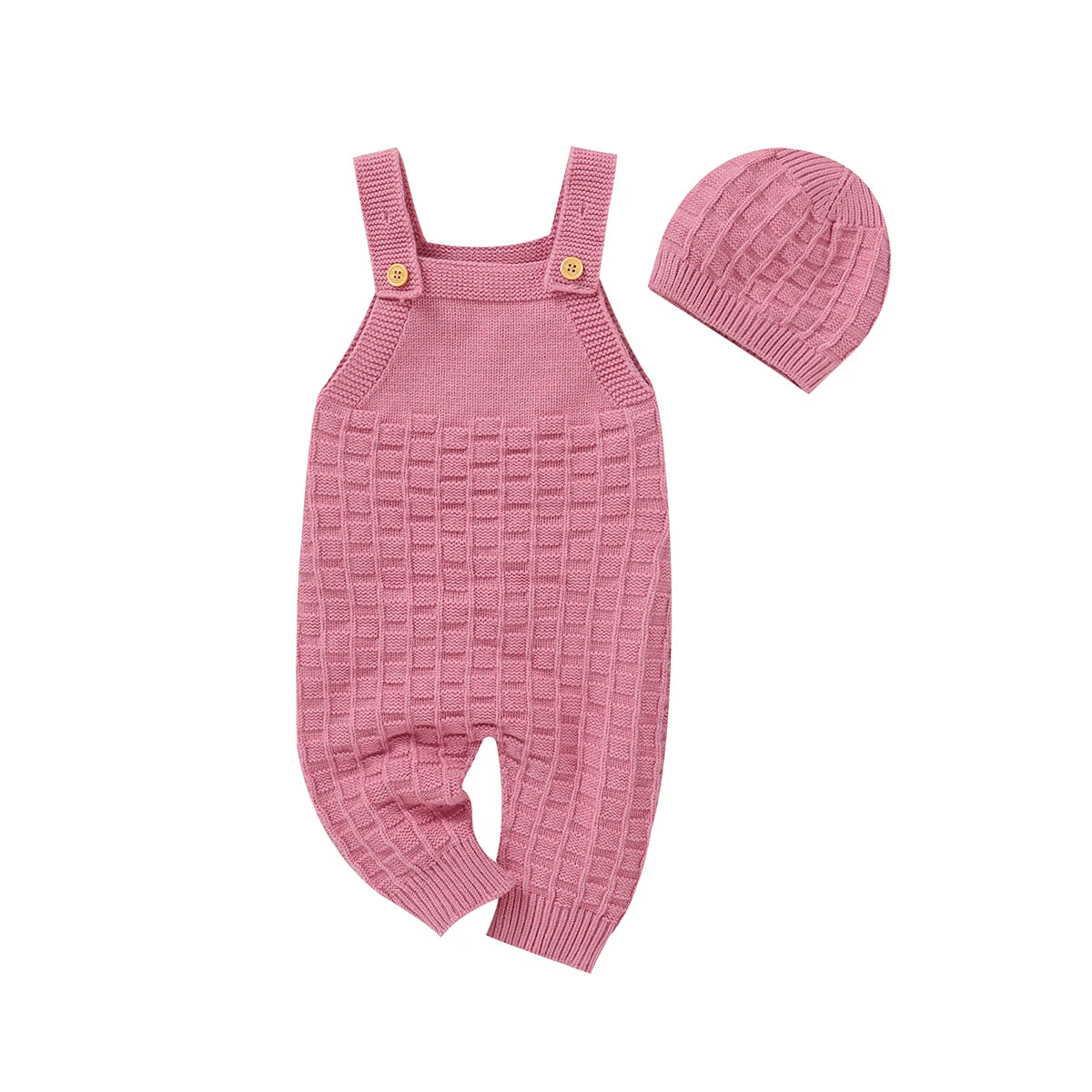 Girls 2 Piece Romper And Hat - Long Sleeves Knit Jumpsuit
