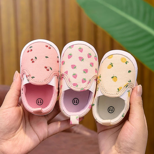 Soft-Soled Slip-Ons with Cute Fruit Patterns