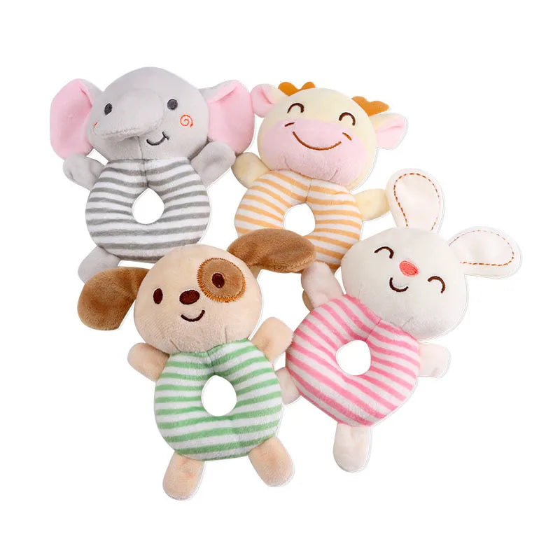 Baby Rattle Toys - Plush Animal Hand Ring Toys for Newborn 0-24 Months