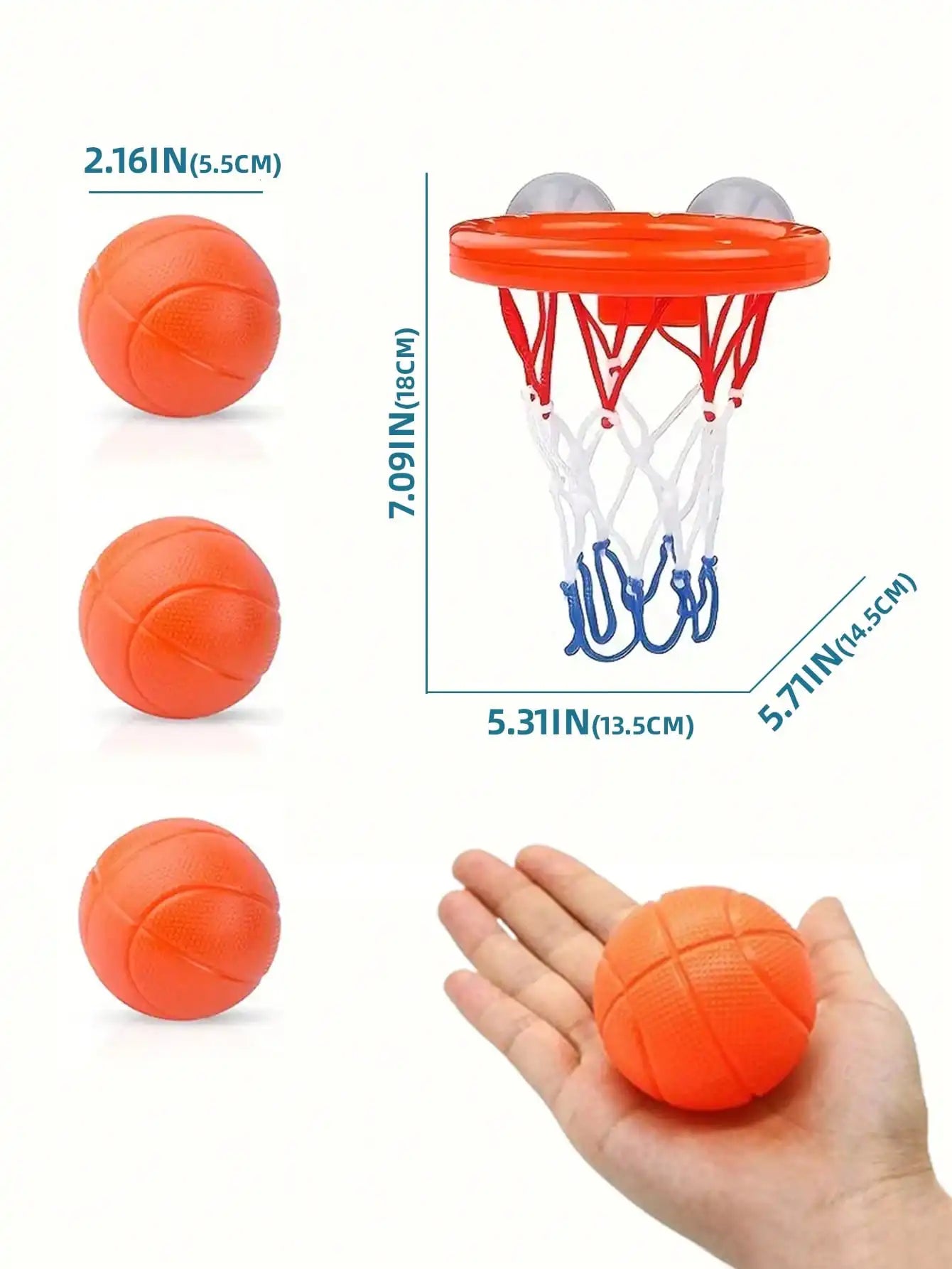 Suction Cup Basketball Hoop with 3 Soft Balls