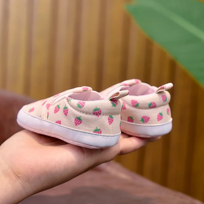 Soft-Soled Slip-Ons with Cute Fruit Patterns
