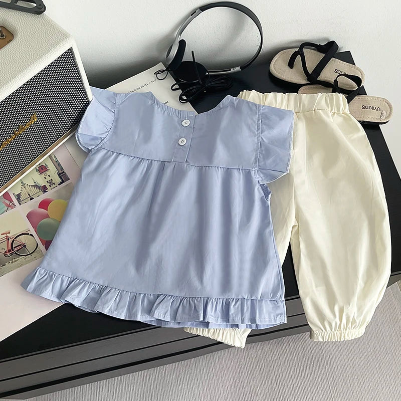 Girls Sweet Flower Outfit Set