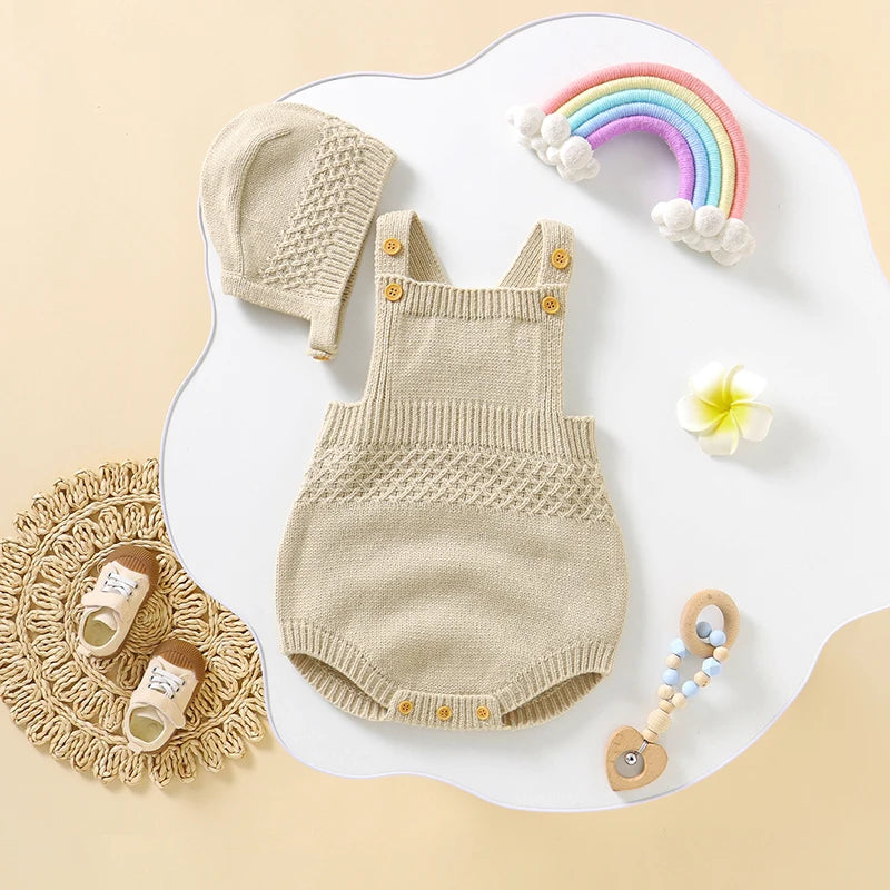 Sleeveless Newborn Onesie Plus Hat Sets 2pcs
