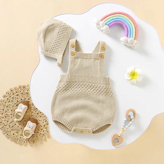 Sleeveless Newborn Onesie Plus Hat Sets 2pcs