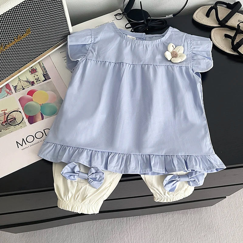 Girls Sweet Flower Outfit Set