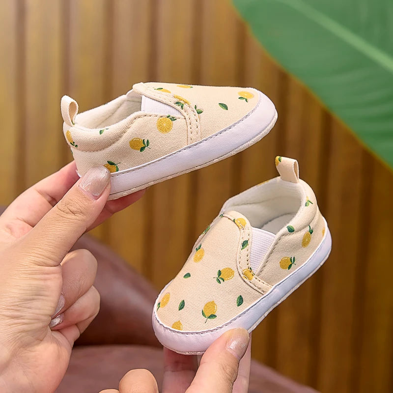 Soft-Soled Slip-Ons with Cute Fruit Patterns