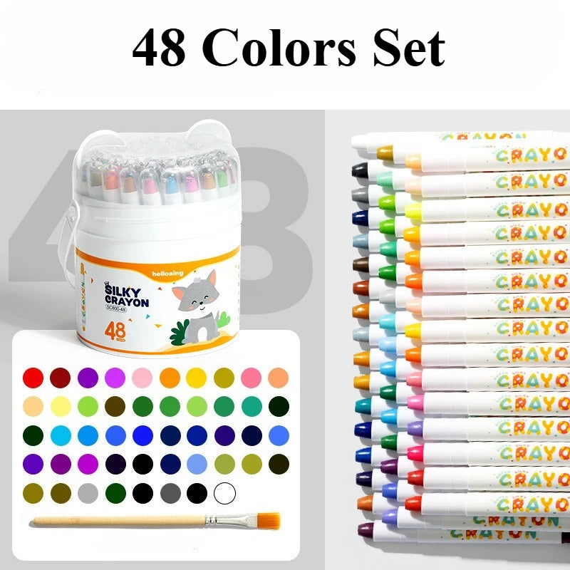 🌟 12/24/36/48-Piece Silky Smooth Twist-Up Crayons - Vibrant And Washable 🌟