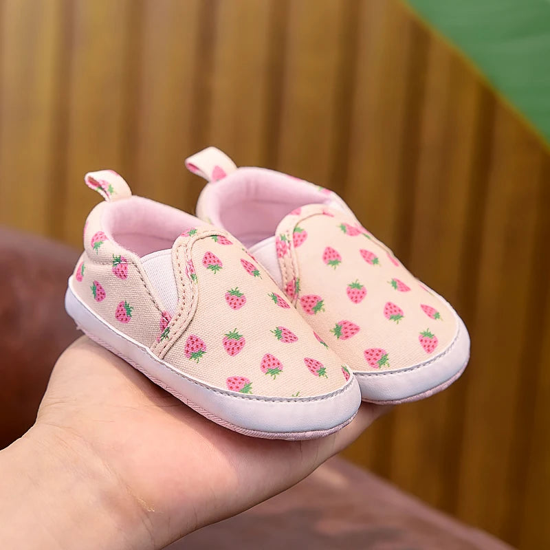 Soft-Soled Slip-Ons with Cute Fruit Patterns