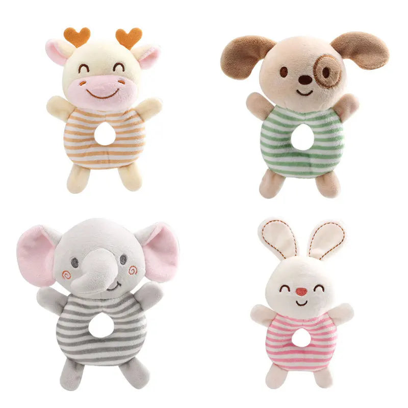 Baby Rattle Toys - Plush Animal Hand Ring Toys for Newborn 0-24 Months
