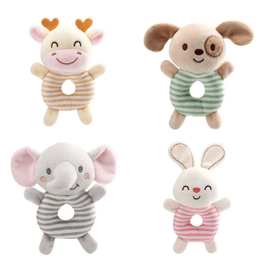 Baby Rattle Toys - Plush Animal Hand Ring Toys for Newborn 0-24 Months