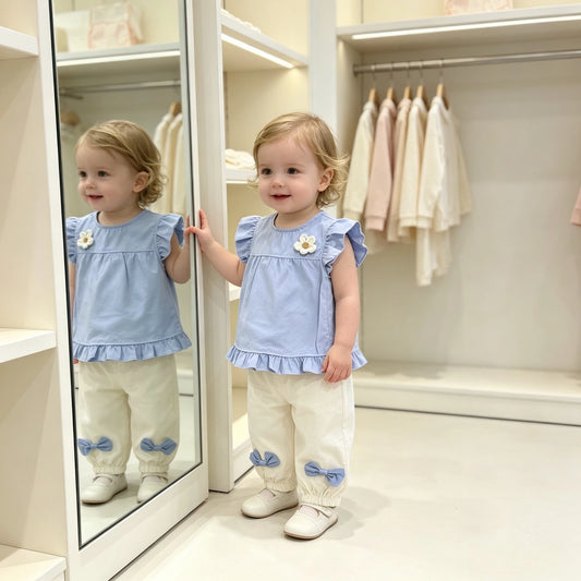 Girls Sweet Flower Outfit Set
