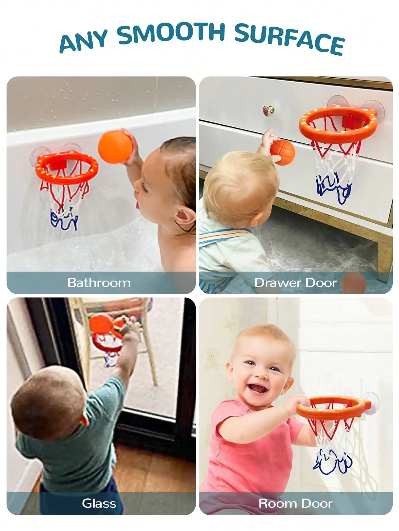 Suction Cup Basketball Hoop with 3 Soft Balls