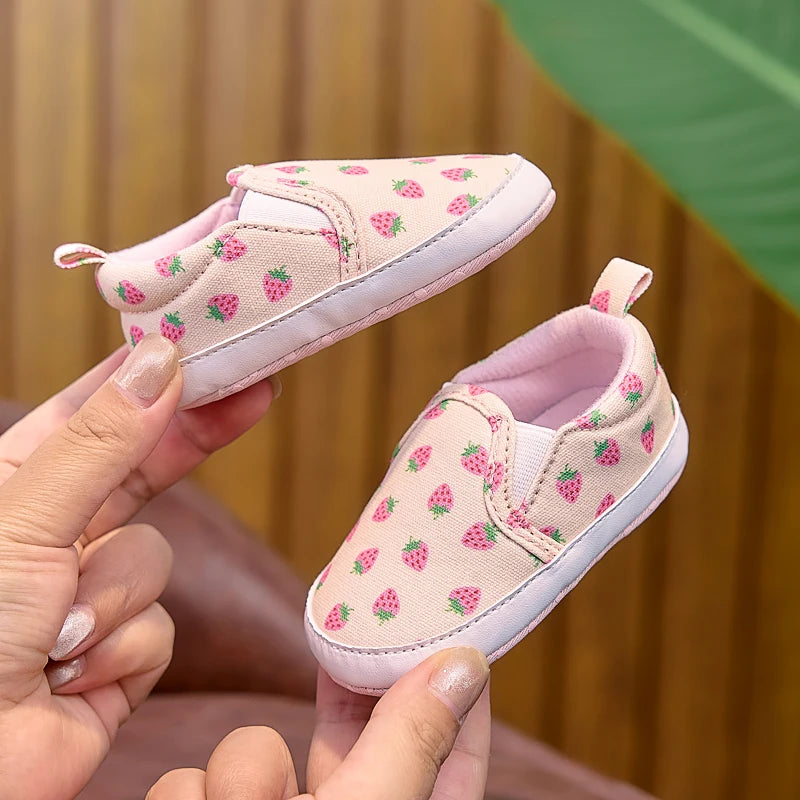 Soft-Soled Slip-Ons with Cute Fruit Patterns