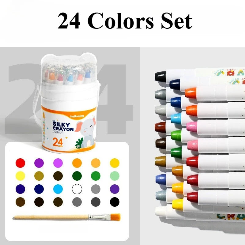🌟 12/24/36/48-Piece Silky Smooth Twist-Up Crayons - Vibrant And Washable 🌟