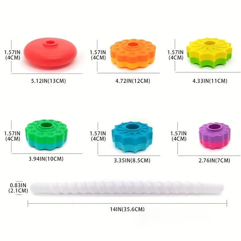 Montessori Rotating Rainbow Tower Stacking Puzzle