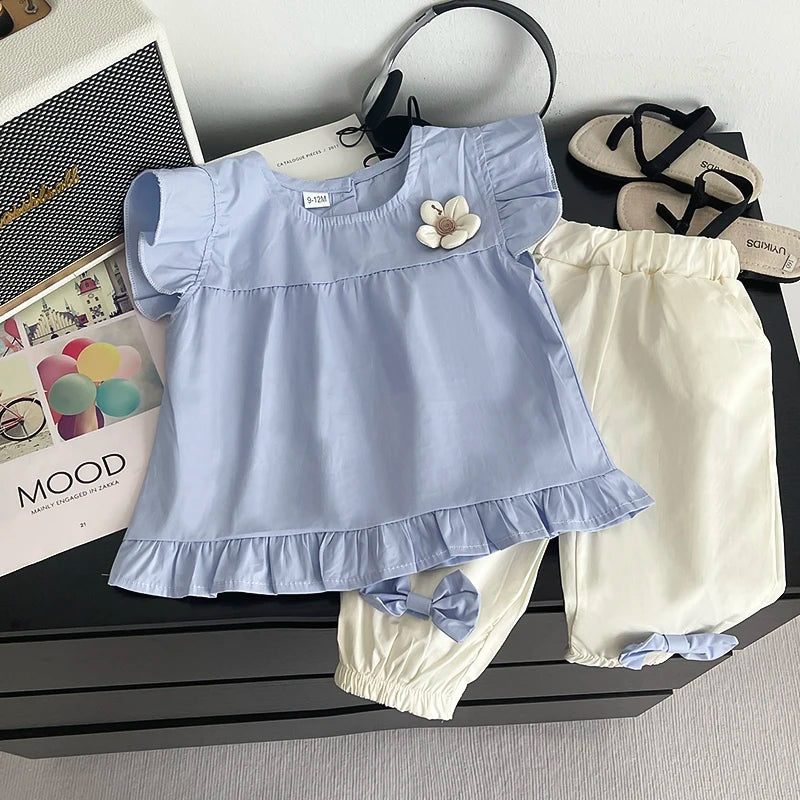 Girls Sweet Flower Outfit Set