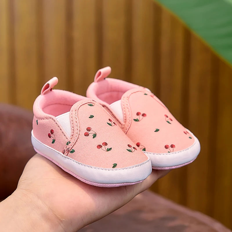 Soft-Soled Slip-Ons with Cute Fruit Patterns