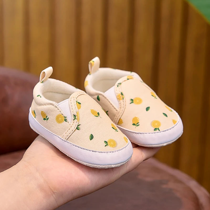Soft-Soled Slip-Ons with Cute Fruit Patterns