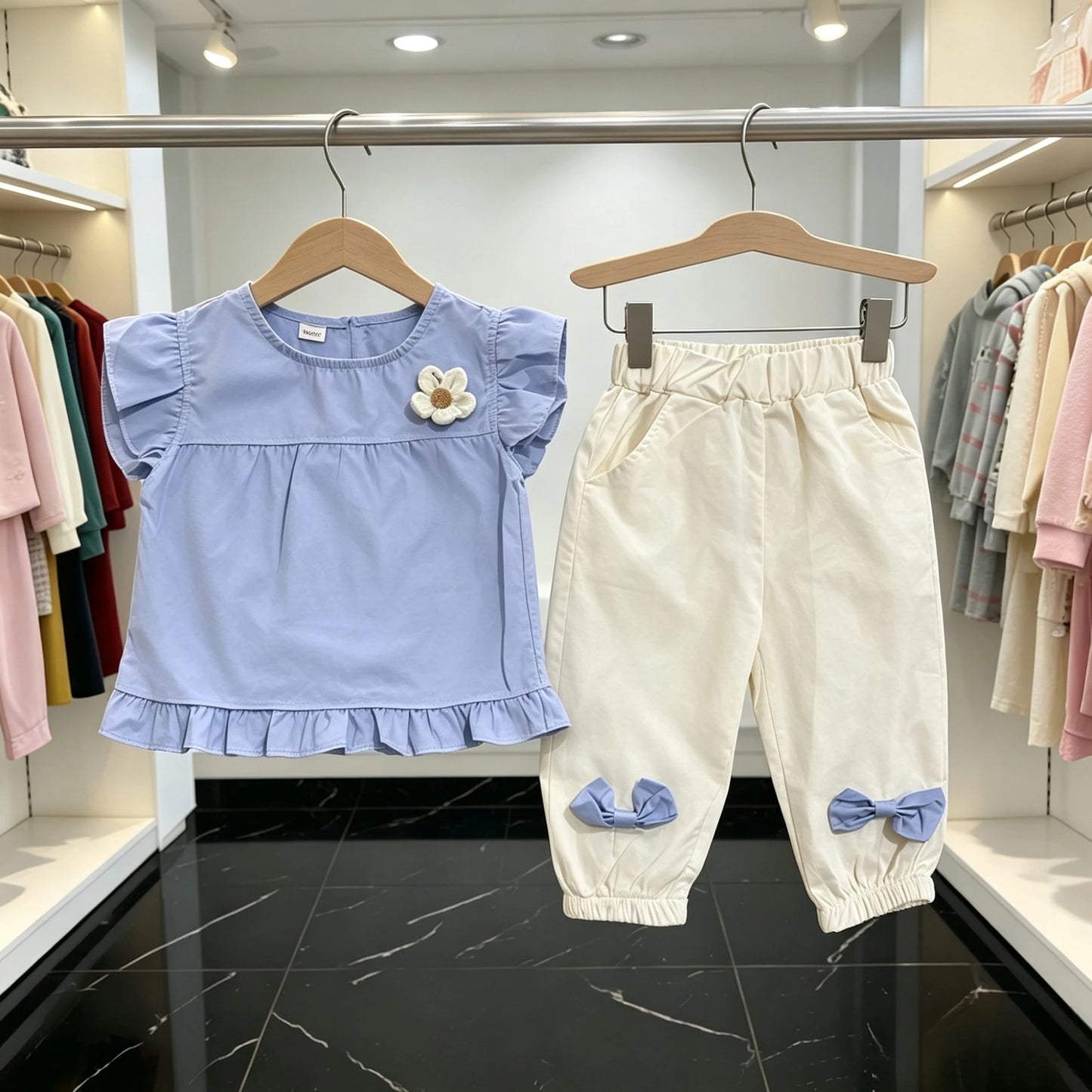 Girls Sweet Flower Outfit Set