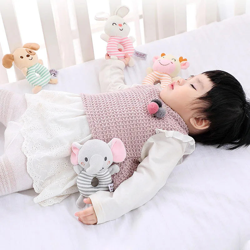 Baby Rattle Toys - Plush Animal Hand Ring Toys for Newborn 0-24 Months