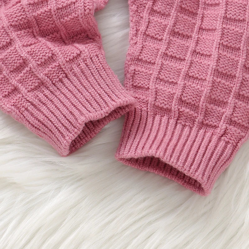 Girls 2 Piece Romper And Hat - Long Sleeves Knit Jumpsuit
