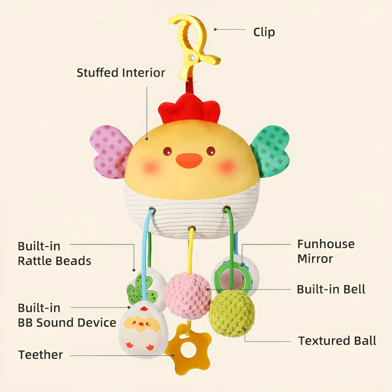 Hanging Sensory Toy For Car Seats and Cribs